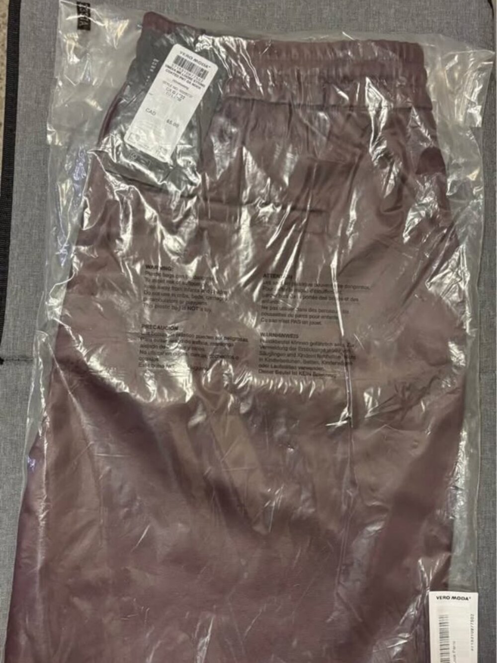 Vero Moda VMEVA Women's Loose String Faux Leather Pants Burgundy Wine NWT L 32